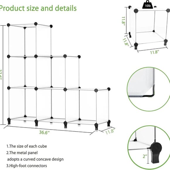 12x12 inches 6 Cube Shelves Units, Cabinet Closet Shelf Organizers - Picture 4 of 5
